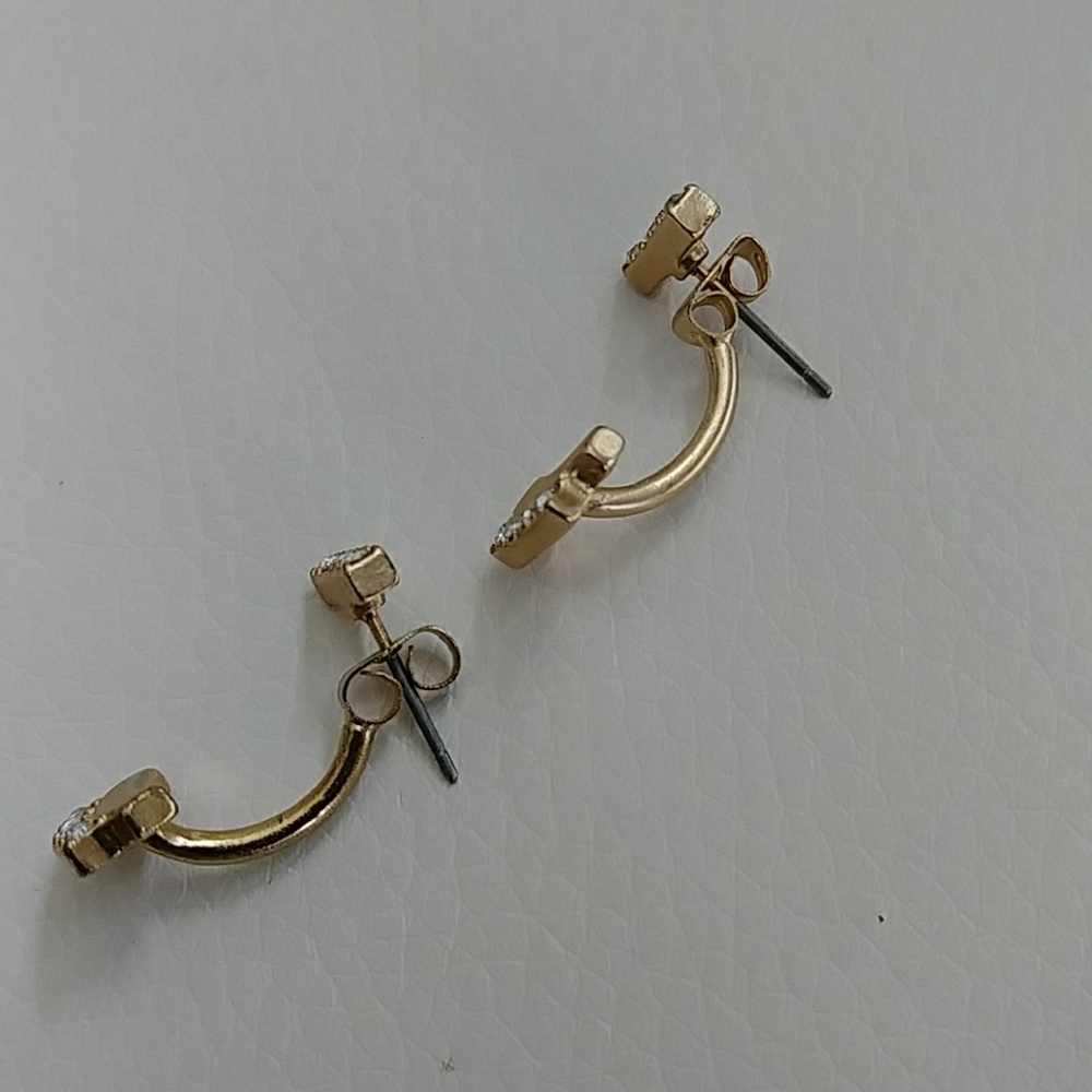 Deco Gold Post Rhineston Earrings - Picture 3 of 7